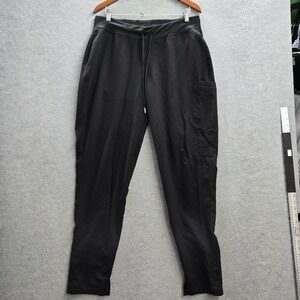 Mandala Women Scrub Pants M Black Joggers Equa-Tek Button 30" Inseam